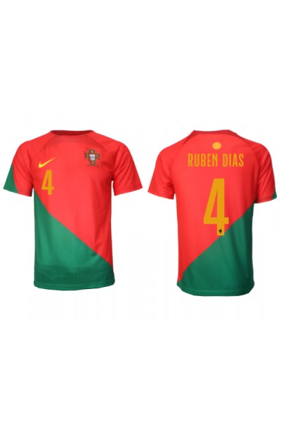 Portugali Ruben Dias #4 Jalkapallovaatteet Kotipaita MM-kisat 2022 Lyhythihainen